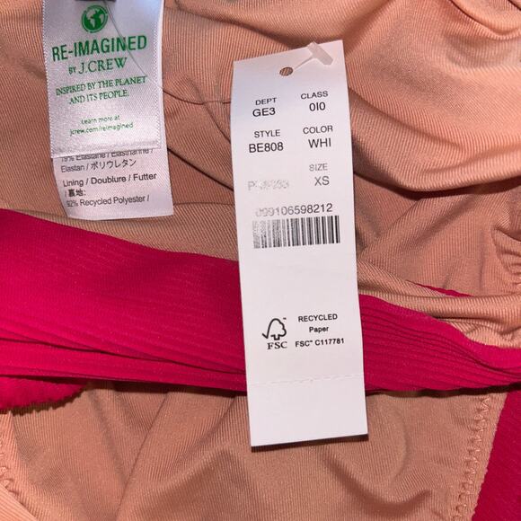 NWT J. Crew Fuchsia High Rise Ribbed Cheeky Bikini Swim Bathing Suit Bottom XS - Picture 6 of 8